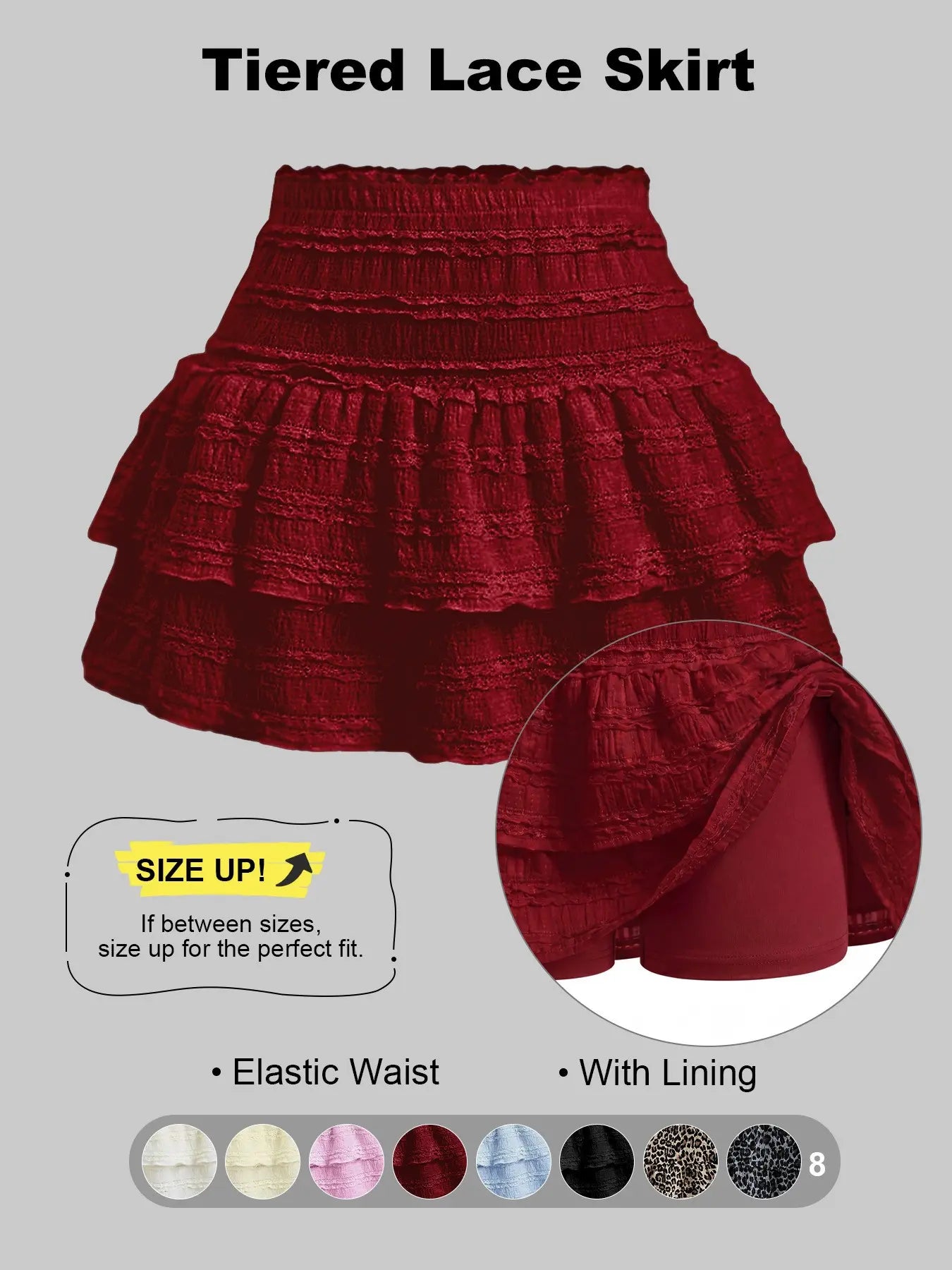 Women'S Pleated Ruffled Mini Skirt with Lace High Waist Woven Attached Leggings Gathered Double-Layer Flared Design Comfortable, Soft, Breathable Fabric Short Skirt Suitable for Outdoor Leisure Activities Daily Wear Back to School Fit
