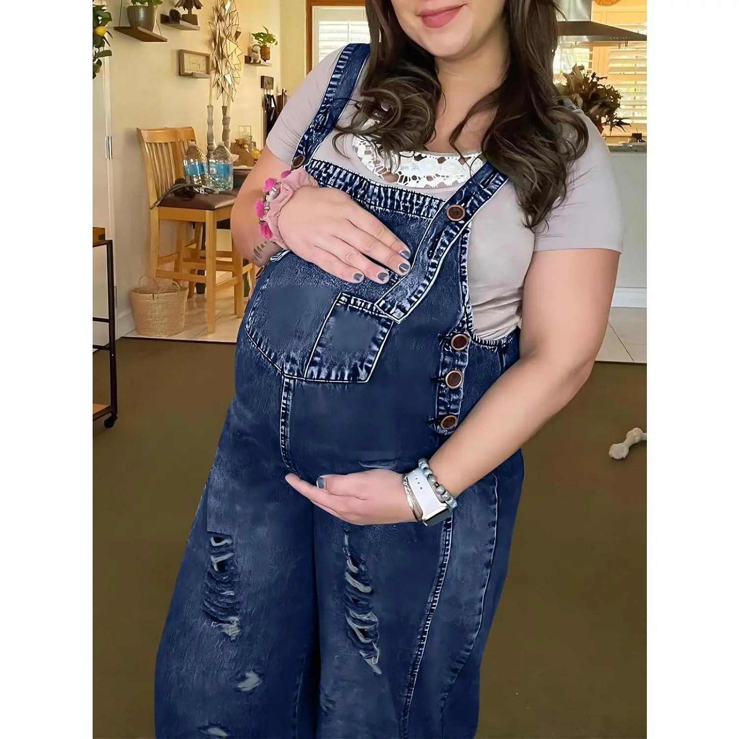 Imily Bela Women'S Casual Denim Overalls Loose Adjustable Strap Distressed Bib Jeans Overall Jumpsuits with Pocket