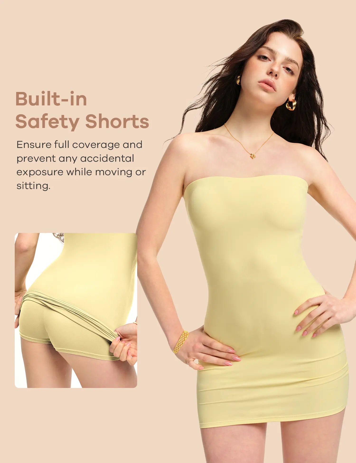 Dazzwear Women'S Basic Summer Tube Dress with Built-In Safety Shorts, Y2K Casual Minimalist Womenswear