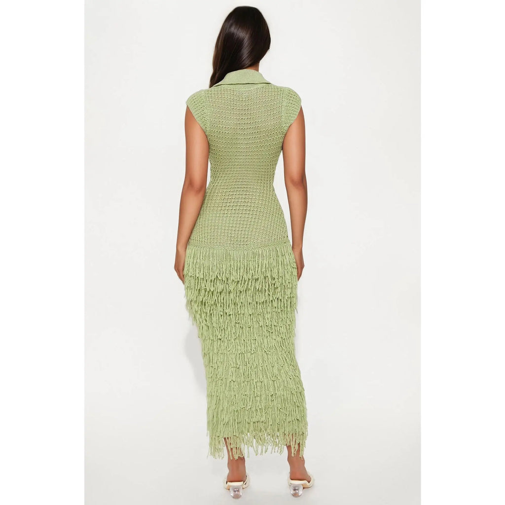 Catalina Crochet Maxi Dress - Green