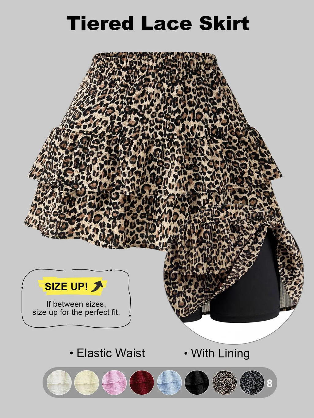 Women'S Pleated Ruffled Mini Skirt with Lace High Waist Woven Attached Leggings Gathered Double-Layer Flared Design Comfortable, Soft, Breathable Fabric Short Skirt Suitable for Outdoor Leisure Activities Daily Wear Back to School Fit
